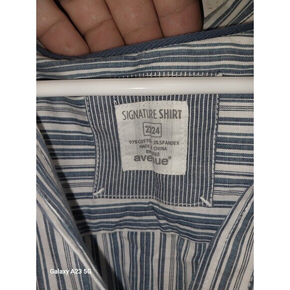 Avenue Signature Blue Striped Button Up Shirt 22/24 NWT - Picture 6 of 9